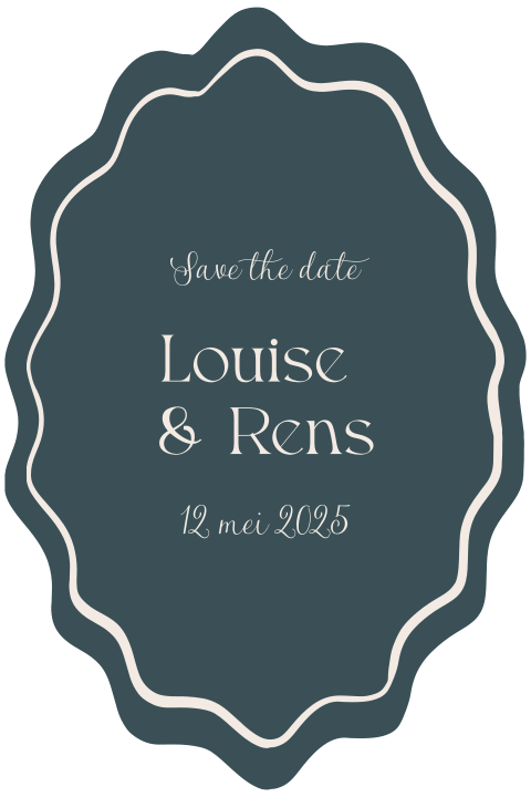 Trouw Save the date golvende ovale vorm