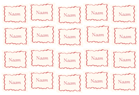 Naamkaartjes kringelvorm beige rood