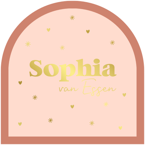 Geboortekaartje Stans boog goudfolie terra