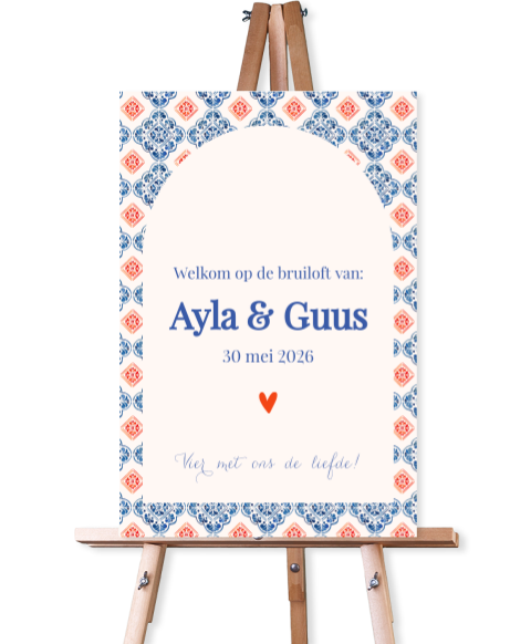 Welkomstbord Spaanse tegels boog Ayla Guus