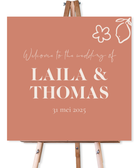 Welkomstbord Laila Thomas