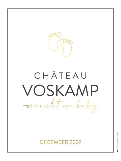 Wijnetiket staand | 4 stuks chateau Voskamp verwacht een baby