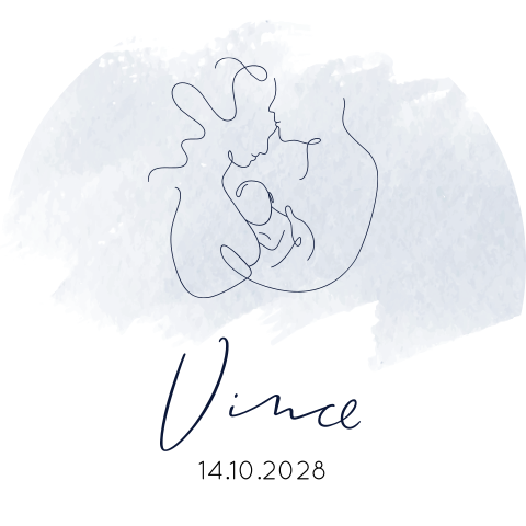 Raamsticker met lijntekening van een vader, moeder en baby jongen