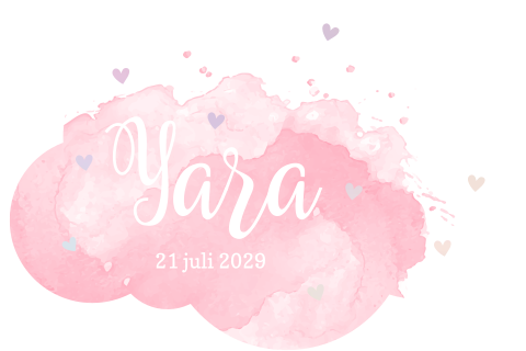 Roze wolken kaart met waterverf en holografische folie