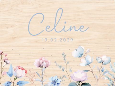 Memorybox blauw roze bloemen en blaadjes