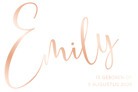 Geboortekaartje rosé folie typografisch