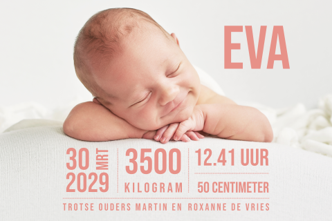 Geboortekaartje typografische tekst met foto