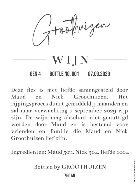 Wijnetiket staand | 4 stuks ingedriëntenlijst