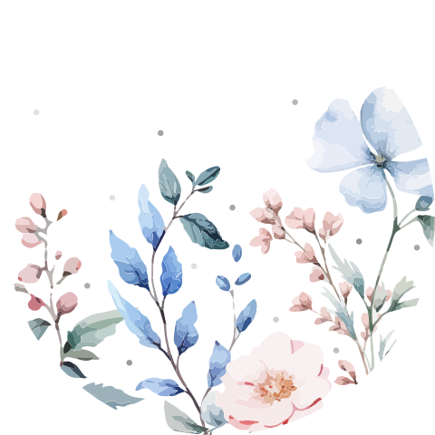 Sluitzegel met waterverf bloemen in roze blauw kleur