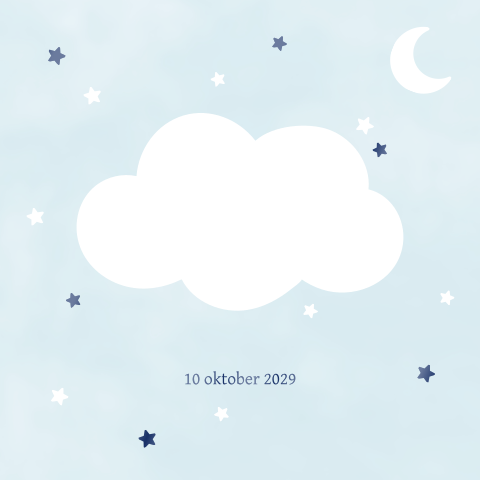 Geboortekaartje lichtblauw met uitsnede wolk