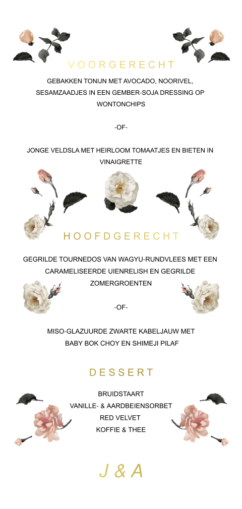 Menukaart pastel bloemen