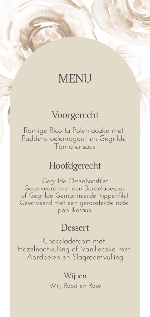 Menukaart Beige Bloemen