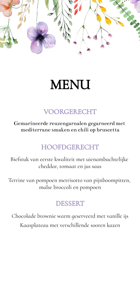 Wildflower Menu