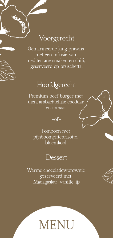 Menu modern bloemen