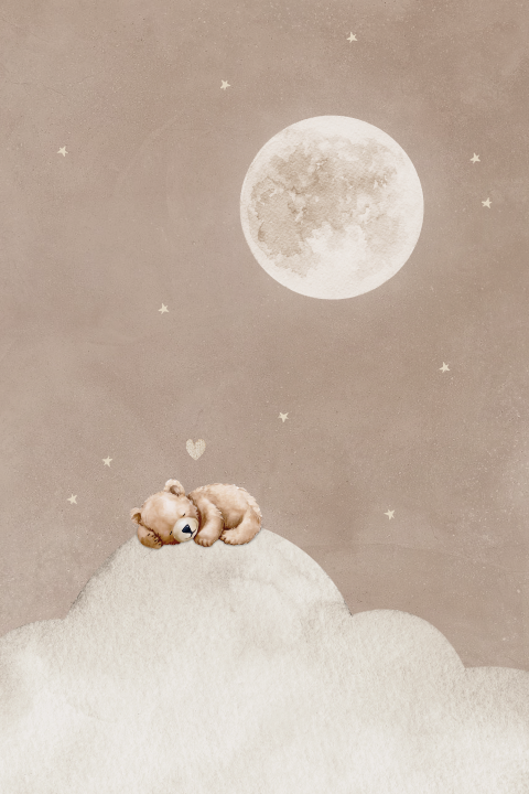 Poster kinderkamer babykamer vollemaan wolk knuffelbeertje 40x60cm