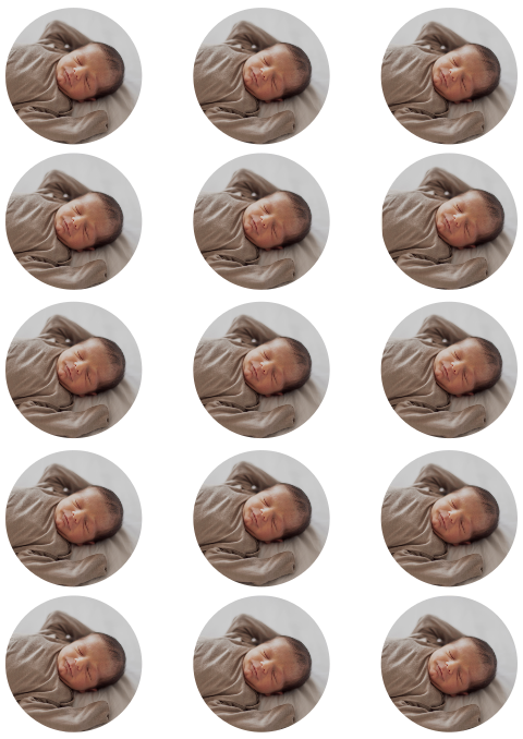 Ronde fotolabels kraamborrelkaartjes voor geboortekaartje
