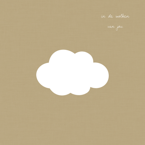 Geboortekaartje uitsnede wolk minimalistisch linnenlook groen folie