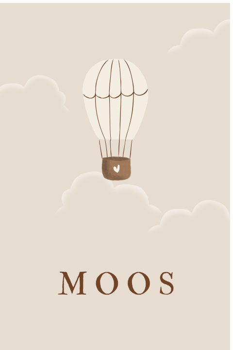 Raambord luchtballon baby geboren 40x60cm dubbel