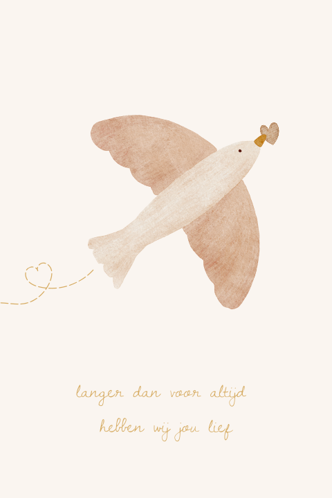 Lieve poster met aquarel vogel hartjesboog hartje 40x60cm