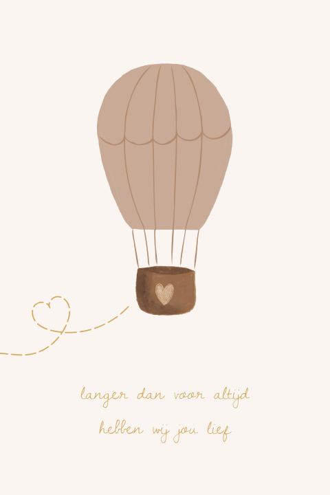 Lieve poster met aquarel luchtballon hartjesboog hartje