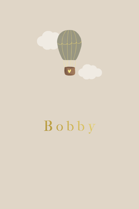 Geboortekaartje 3d wolken luchtballon folie touwen minimalistisch