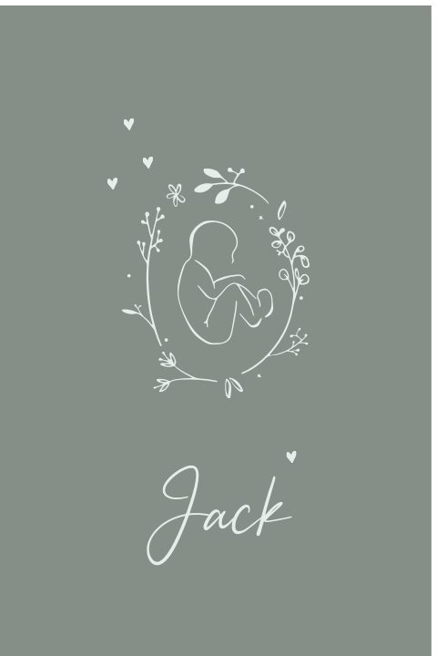 Raambord dubbel geboorteaankondiding handgetekend lijntekening baby