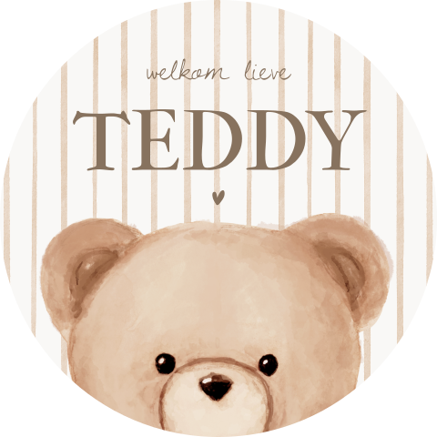 Rond tuinbord 80cm teddybeer beige streepjes