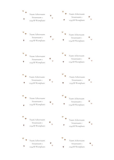 Adresstickers aquarel hartjes personaliseren enveloppen