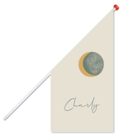 Geboortevlag groot geboorte aankondiging minimalistisch aquarel maan