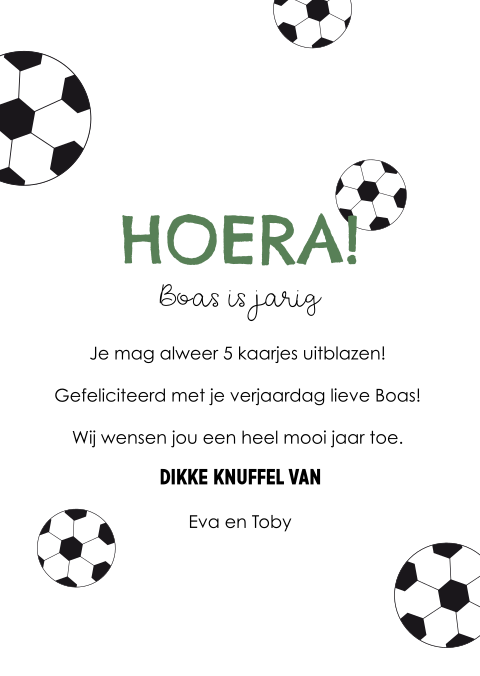 Stoere wenskaart voor verjaardag met voetbal