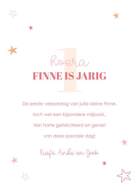 Wenskaart voor verjaardag met sterretjes