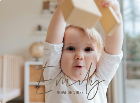 Houten memorybox met naam en geboortegegevens