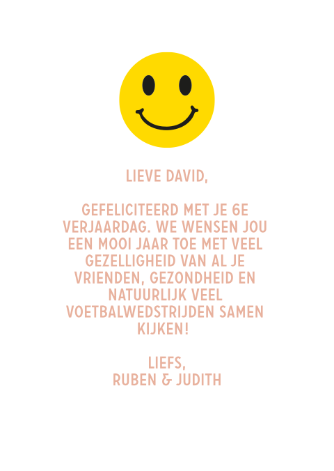 Vrolijke wenskaart met gele smiley