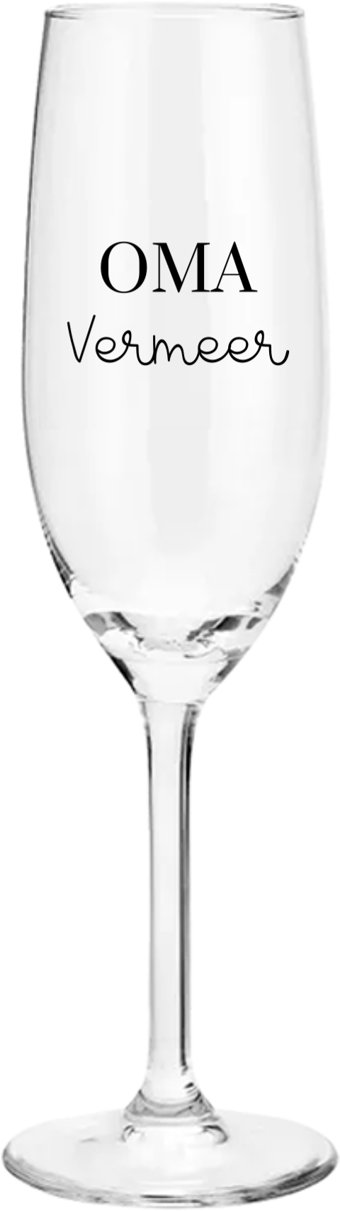 Champagneglas als zwangerschapsaankondiging voor oma