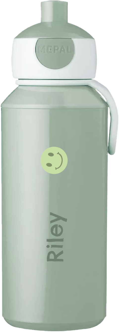 Mepal Campus pop-up drinkbeker met groene smiley en naam