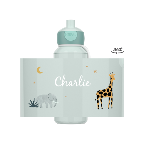 Mepal pop-up drinkfles Campus met jungledieren en naam