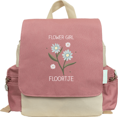Rugtas Adventure naam en bloemen