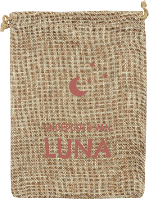 Jute pepernotenzakje met maantje en tekst