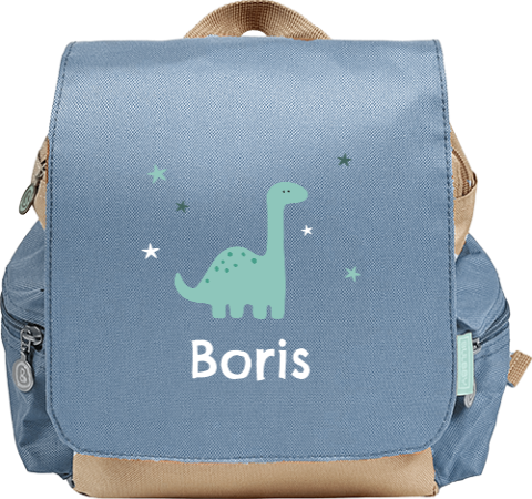 Stoere rugtas Adventure met naam en dino