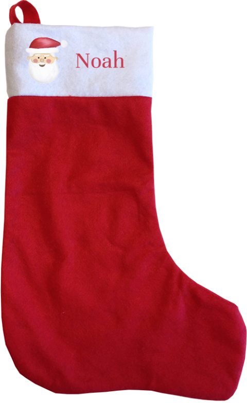 Vrolijke kerstsok met kerstman en naam