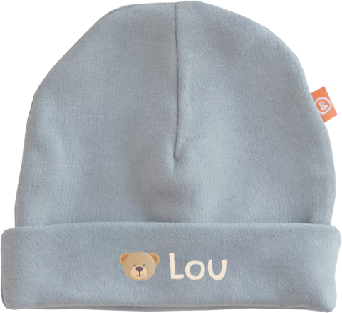Babymuts met naam en beertje