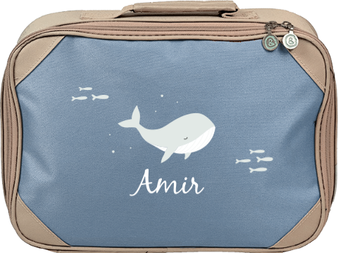 Koffertje met naam en walvis