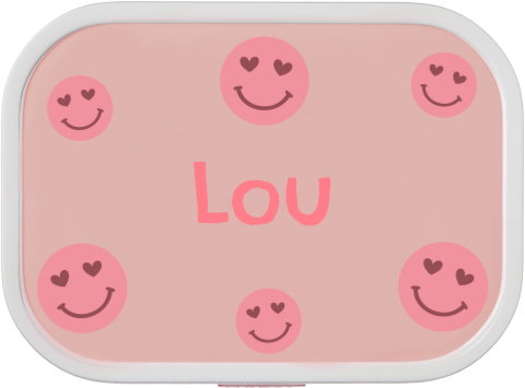 Mepal campus lunchbox met hartjesogen smileys en naam