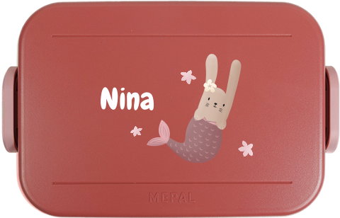 Mepal lunchbox To Go met naam en konijn zeemeermin
