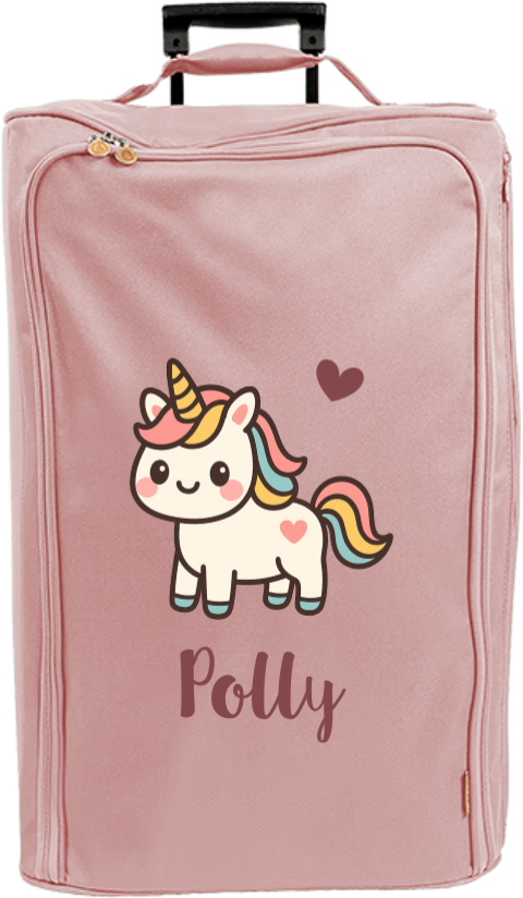 Reistrolley XL met naam en kawaii eenhoorn