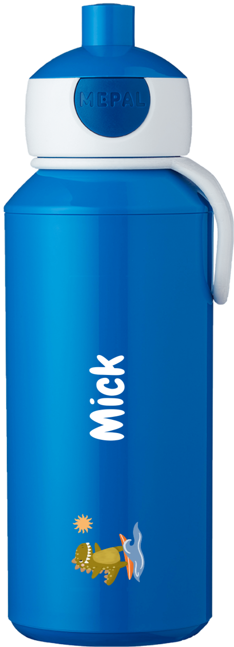 Mepal pop up drinkbeker Campus met naam en surfende dino