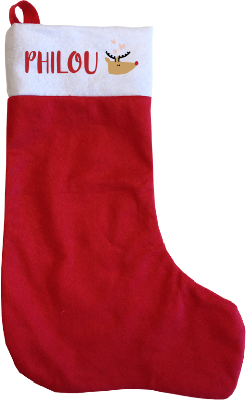 Kerstsok met rendier, hartjes en naam
