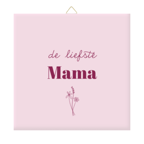 Moederdag tegeltje roze met bloemetjes