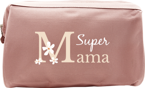 Toilettas moederdag met Super Mama en bloemen