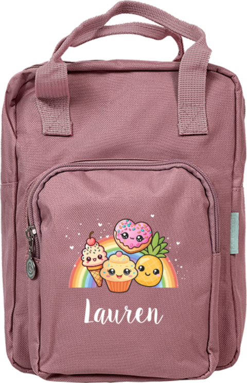 Rugtas Classic met naam en kawaii tekeningen